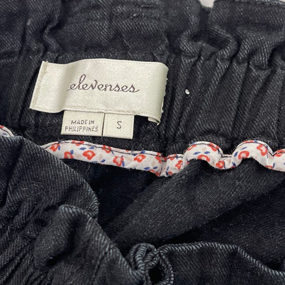 Anthropologie Elevenses Linen Blend Straight Leg Pants Black - Small - Picture 8 of 10